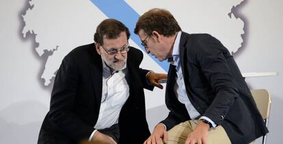 Rajoy y Alberto Núñez Feijóo, este viernes en Ourense.