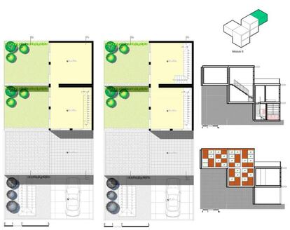 Uno de los bocetos de vivienda en el barrio que ha proyectado el arquitecto español. 