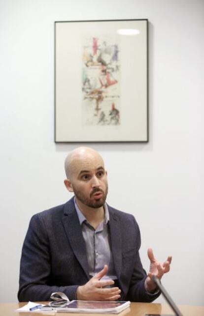 Nacho &Aacute;lvarez, secretario de Econom&iacute;a de Podemos, el lunes en el Congreso de los Diputados. 