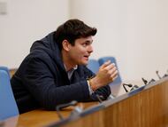 Vito Quiles, durante una rueda de prensa en el Congreso de los Diputados.