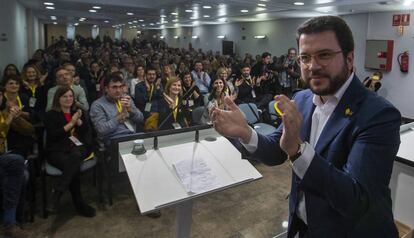 Pere Aragones, en el Consejo Nacional de ERC, este jueves.