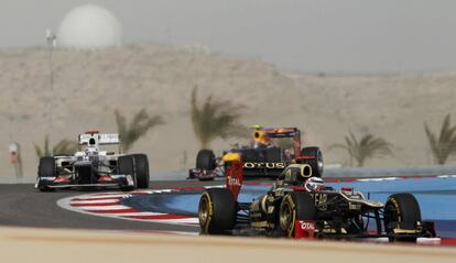 Kimi Raikkonen, Segio Pérez y Mark Webber.