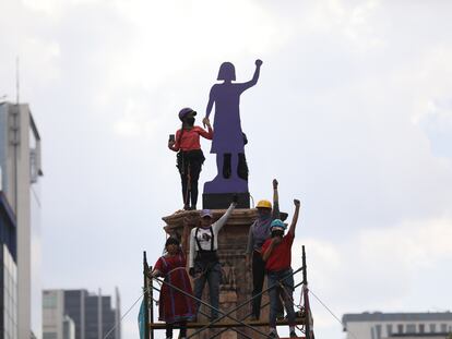 Día de la mujer en México protesta en la glorieta de las mujeres
