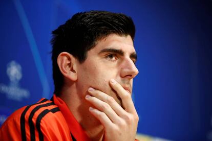 Courtois, durante la rueda de prensa en Ámsterdam.