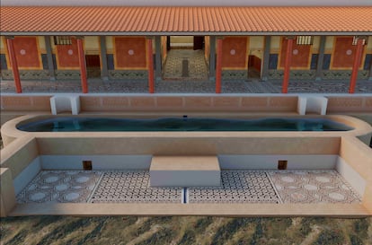 Recreación digital del exterior de la villa romana de Antequera.