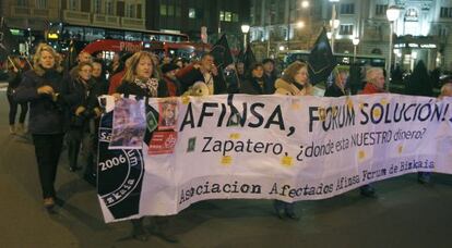 Capçalera de la manifestació d'afectats d'Afinsa el 2012.