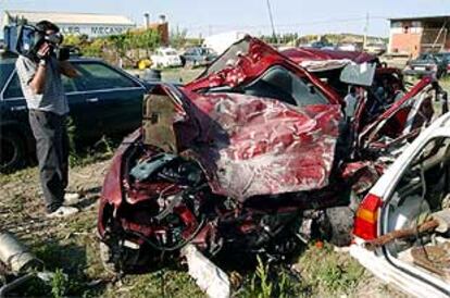 Estado en el que quedó uno de los vehículos impicados en el accidente.