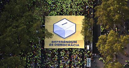 Manifestación independentista durante la celebración de la Diada.