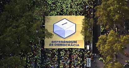 Manifestaci&oacute;n independentista durante la celebraci&oacute;n de la Diada.