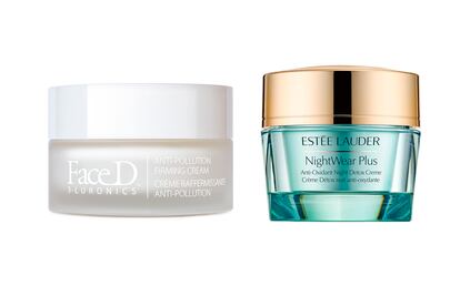 1. Anti-Polución Crema Reafirmante Anti-Edad, de FaceD. 22,95 euros. 2.Crema de Noche Antioxidante Detox Night Wear, de Estée Lauder. 44,95 euros.