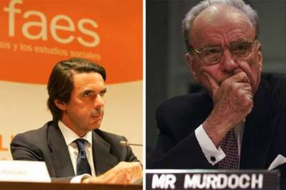 José María Aznar (a la izquierda) y Rupert Murdoch.