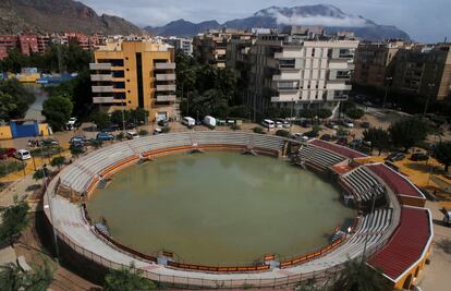 Aerial view of a bullfighting ring in Orihuela.