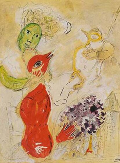 <i>Boceto para El Samovar</i> de Marc Chagall.