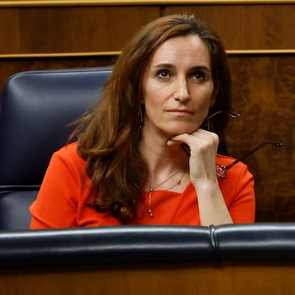 MADRID, 20/03/2025.- La ministra de Sanidad, Mónica García, tras su intervención en el pleno del Congreso que se celebra este jueves. EFE/ Mariscal
