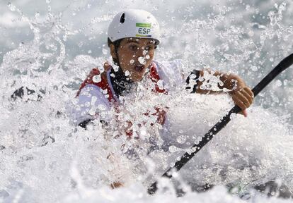 
La española Maialen Chourraut compite en la prueba de slalom K1 femenino en los Juegos Olímpicos de Río de Janeiro 2016.