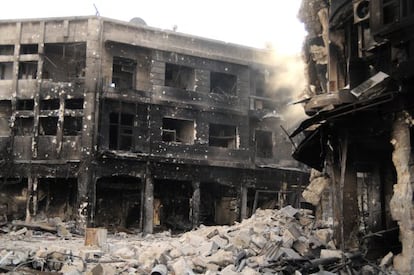 Casas destrozadas en la provincia de Alepo, en Siria.