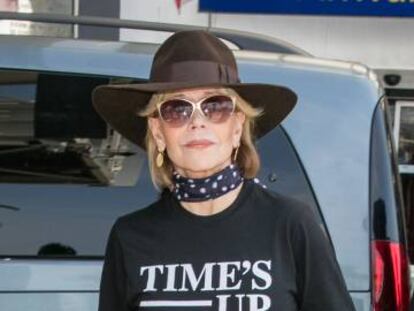 Jane Fonda, a su llegada al aeropuerto de Niza para asistir al Festival de Cannes.  