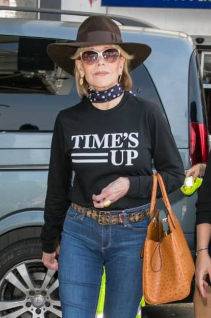 Jane Fonda, a su llegada al aeropuerto de Niza para asistir al Festival de Cannes.