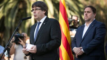 Discurso de Carles Puigdemont durante el homenaje a Lluis Companys este domingo.