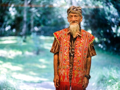 Bandi Apai Janggut, líder tradicional de la comunidad dayak iban en Indonesia, en la Fundación Calouste Gulbenkian, en Lisboa, este 19 de julio.