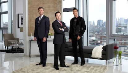 Fredrik Eklund (derecha), con sus compañeros del programa de televisión 'Million Dollar Listing New York'.