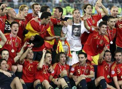 La plantilla de la Selección española celebra su triunfo en la Eurocopa