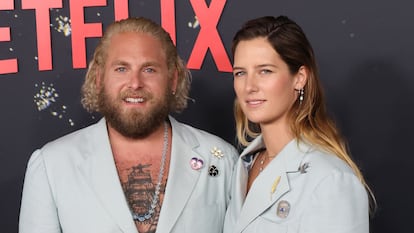 Jonah Hill y Sarah Brady en el estreno de 'No mires arriba', en diciembre de 2021.