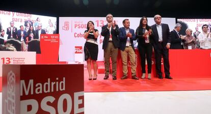 Jos&eacute; Manuel Franco con Adriana Lastra y &Aacute;ngel Gabilondo en Madrid. 