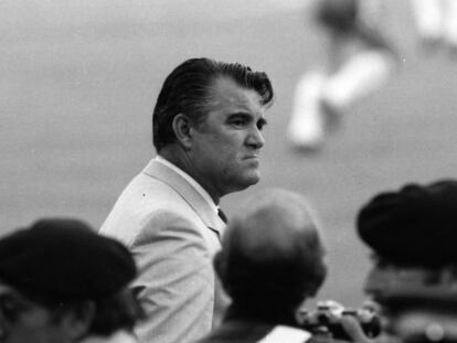 Miljanic, en su etapa de seleccionador yugoslavo, durante el partido contra España del Mundial de 1982 en el estadio de Mestalla.