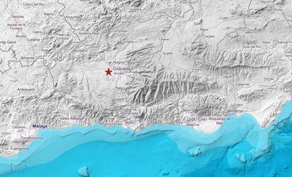 Epicentro del terremoto registrado este jueves por la noche en la provincia de Granada.