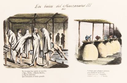 Serie humorística sobre los baños del Manzanares, en el siglo XIX.