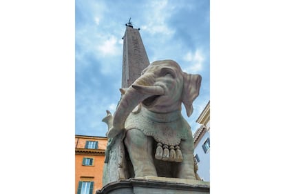 El elefante y el obelisco, de Bernini, en la Piazza della Minerva. La escultura soporta uno de los once obeliscos egipcios de Roma