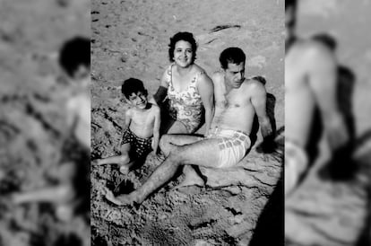 Luis A. Miranda Jr. as a child with his mother, Eva, and father, Güisin, in the summer of 1958, at Cerro Gordo beach (Puerto Rico).
