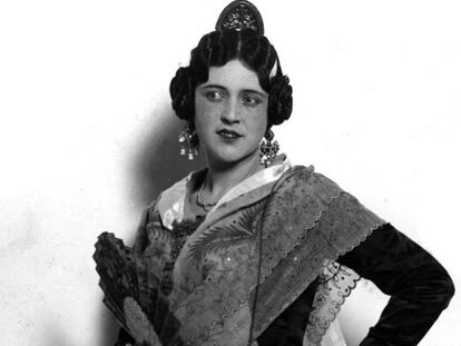 Pepita Samper, señorita España 1929 y primera Fallera Mayor. Tuvo 190 'matches' en tres días.