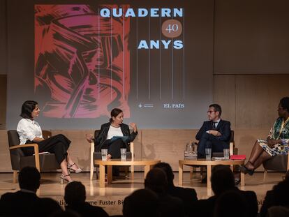 Desde la izquierda, Judit Carrera, Pepa Bueno, Valentí Oviedo y Elvira Dyangani Ose, en el debate de este jueves.