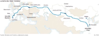 Recorrido del tren 'Yixinou'.