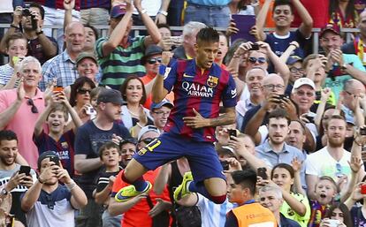 Neymar celebra un gol ante la Real Sociedad, el pasado 9 de mayo.