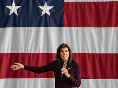 Former U.N. Ambassador Nikki Haley speaks during a campaign rally at Raleigh Union Station on March 2, 2024 in Raleigh, North Carolina.