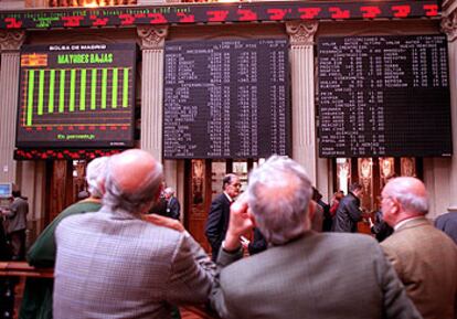 La Bolsa de Madrid, en un día de descenso en las cotizaciones.