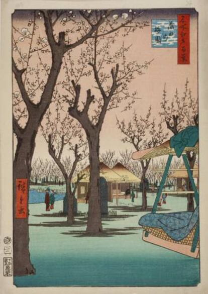 'El jardín de los ciruelos en Kamata' (1857), grabado de Utagawa Hiroshige.