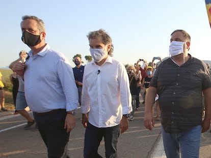 Left to right: Joaquim Forn, Jordi Cuixart, Oriol Junqueras and Raul Romeva entering Lledoners penitentiary.