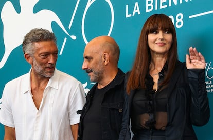 Vincent Cassel, Gaspar Noé y Monica Bellucci en el 76 Festival de Venecia.