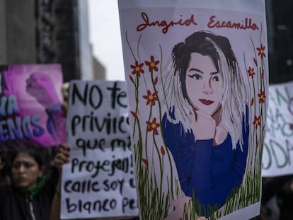 Una protesta feminista en Ciudad de México, en febrero. 