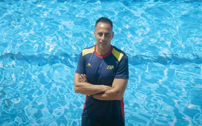 David Martín posa en el CN Montjuïc un día antes de la final Serbia-España.