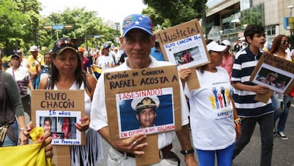 Protesta por la muerte del capitán Rafael Acosta el pasado mes de julio en Caracas.
