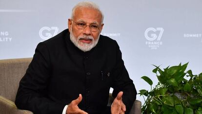 El primer ministro de India, Narendra Modi, durante una intevención en la cumbre del G7 en Biarritz (Francia).