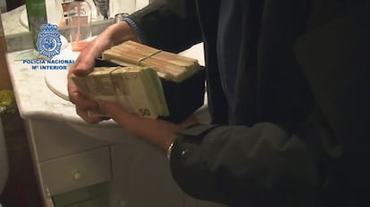 Imagen del dinero incautado distribuida por la Policía Nacional.