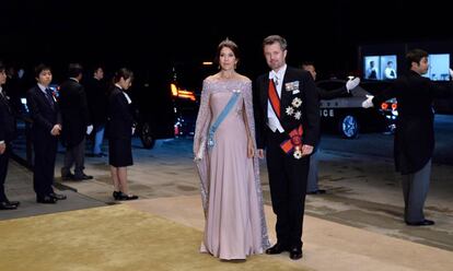 Os príncipes Mary e Frederik da Dinamarca, em Tóquio, no jantar de gala.