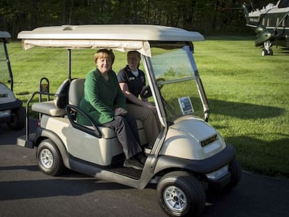 La canciller alemana Angela Merkel en Camp David.