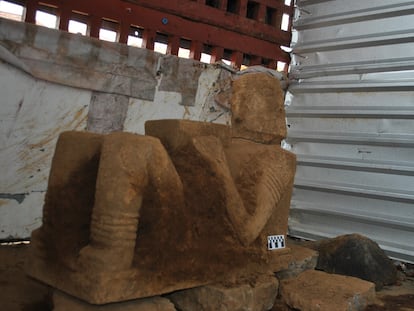 La efigie de Chac Mool descubierta por investigadores en Pátzcuaro, en el Estado de Michoacán.